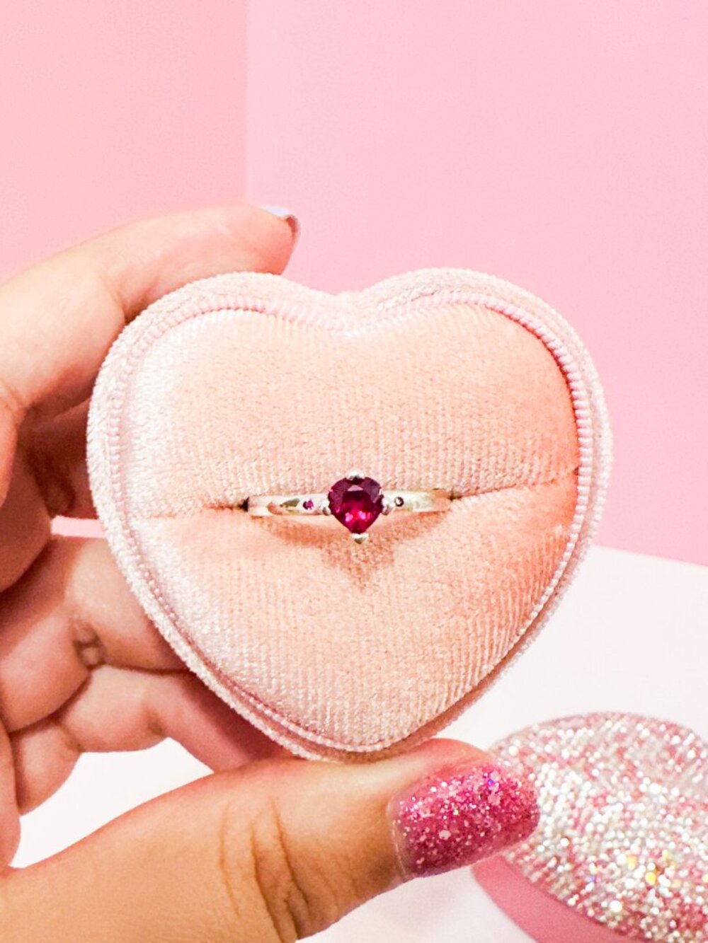 925 Sterling Silver Red Stone Ring Size 7 Dainty Minimalist Promise Ring